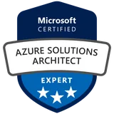 Microsoft Certified: Azure Solutions Architect Expert badge from Microsoft