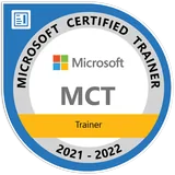 Microsoft Certified Trainer 2021-2022 badge from Microsoft