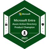 Microsoft Entra Azure Active Directory - Product Champion 2023 badge from Microsoft Security