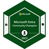 Microsoft Entra Community Champion 2023 badge from Microsoft Security